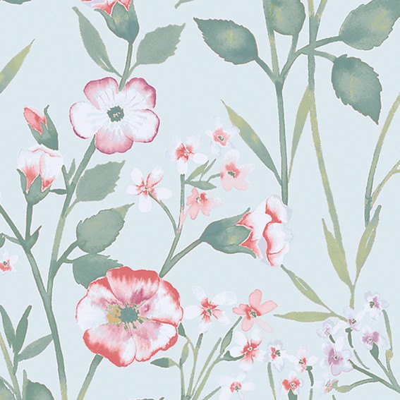 ゴージャスなフラワー・リーフ柄壁紙