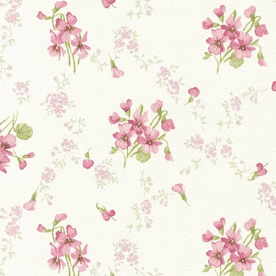優しい色味の花柄壁紙