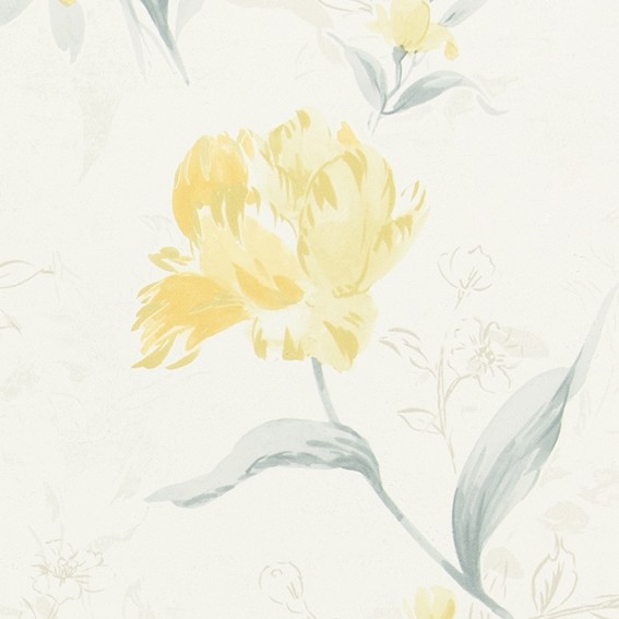 ゴージャスなフラワー・リーフ柄壁紙