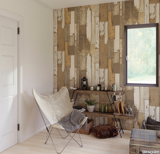 ヴィンテージウッド調壁紙