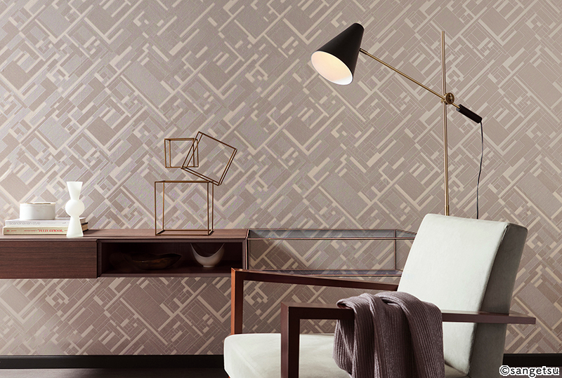 幾何学パターンラメ入り壁紙