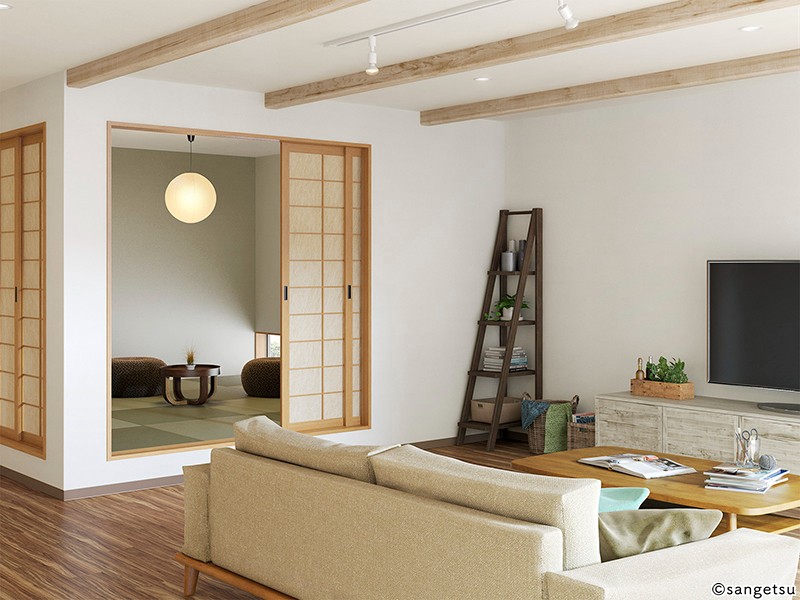 くすみカラー和調デザイン壁紙