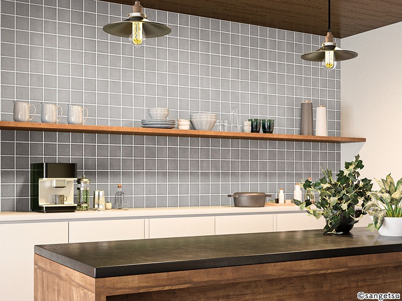 撥水機能付!リアル凹凸タイル柄壁紙