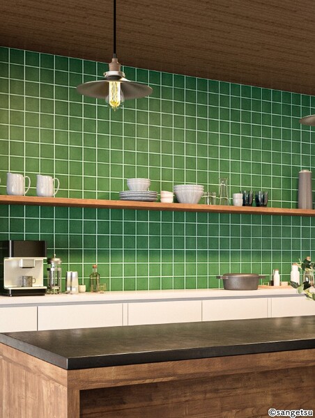 撥水機能付!リアル凹凸タイル柄壁紙