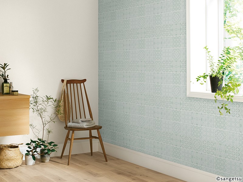 撥水機能付!クラシカルなタイル柄壁紙