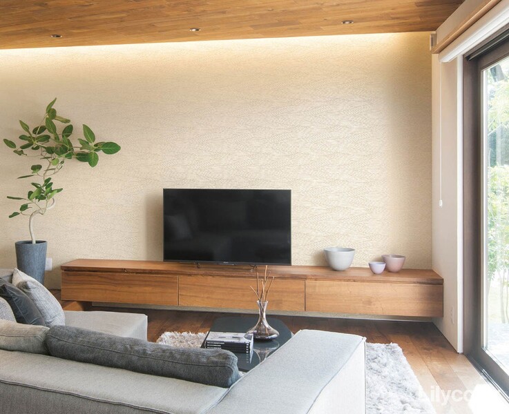 和風な左官調&石目調壁紙