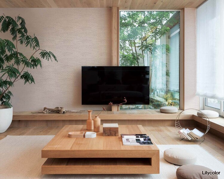 和風な左官調&石目調壁紙