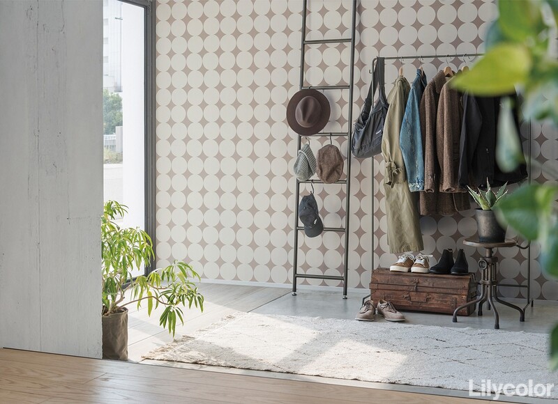 ナチュラルなチェック・ドット柄壁紙