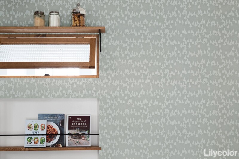 北欧風ツリー&リーフ柄壁紙