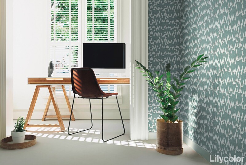 北欧風ツリー&リーフ柄壁紙