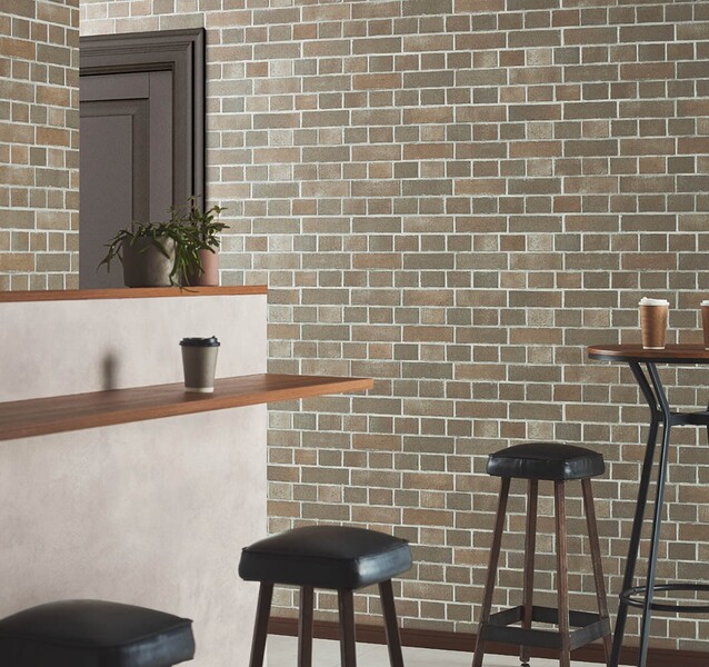 カフェ風な空間にも!レンガ柄壁紙