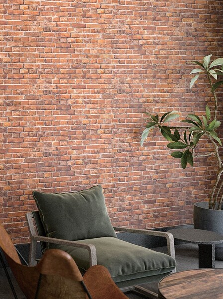 カフェ風な空間にも!レンガ柄壁紙