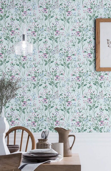 ゴージャスなフラワー・リーフ柄壁紙