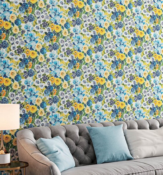 ゴージャスなフラワー・リーフ柄壁紙