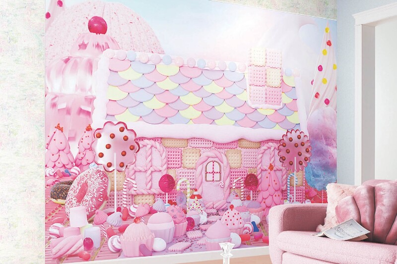 優しい色味の抽象柄入り壁紙